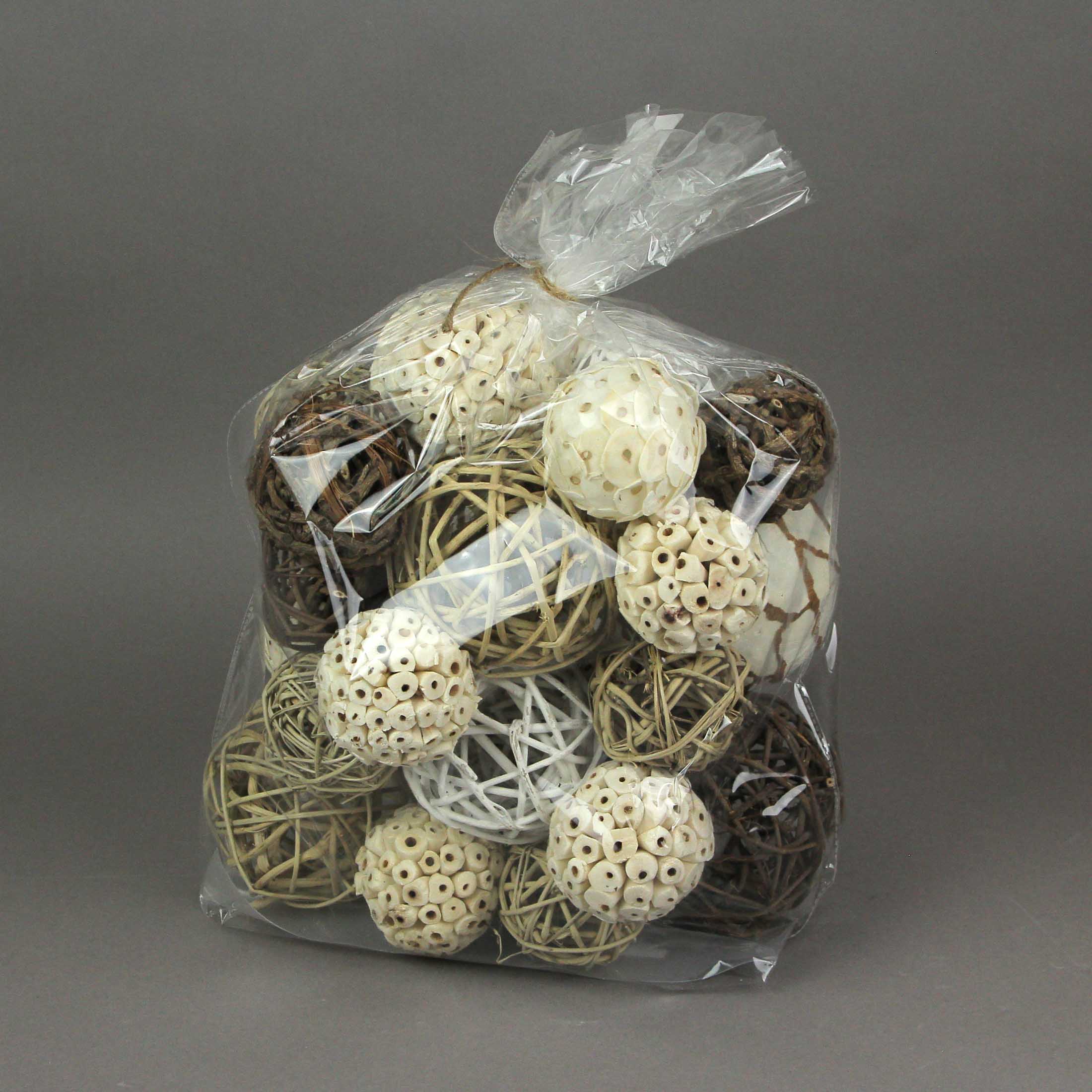 Alt View 5. Zeckos - 18 Pc. Exotic Dried Organic Decorative Spheres Natural Brown - Brown.