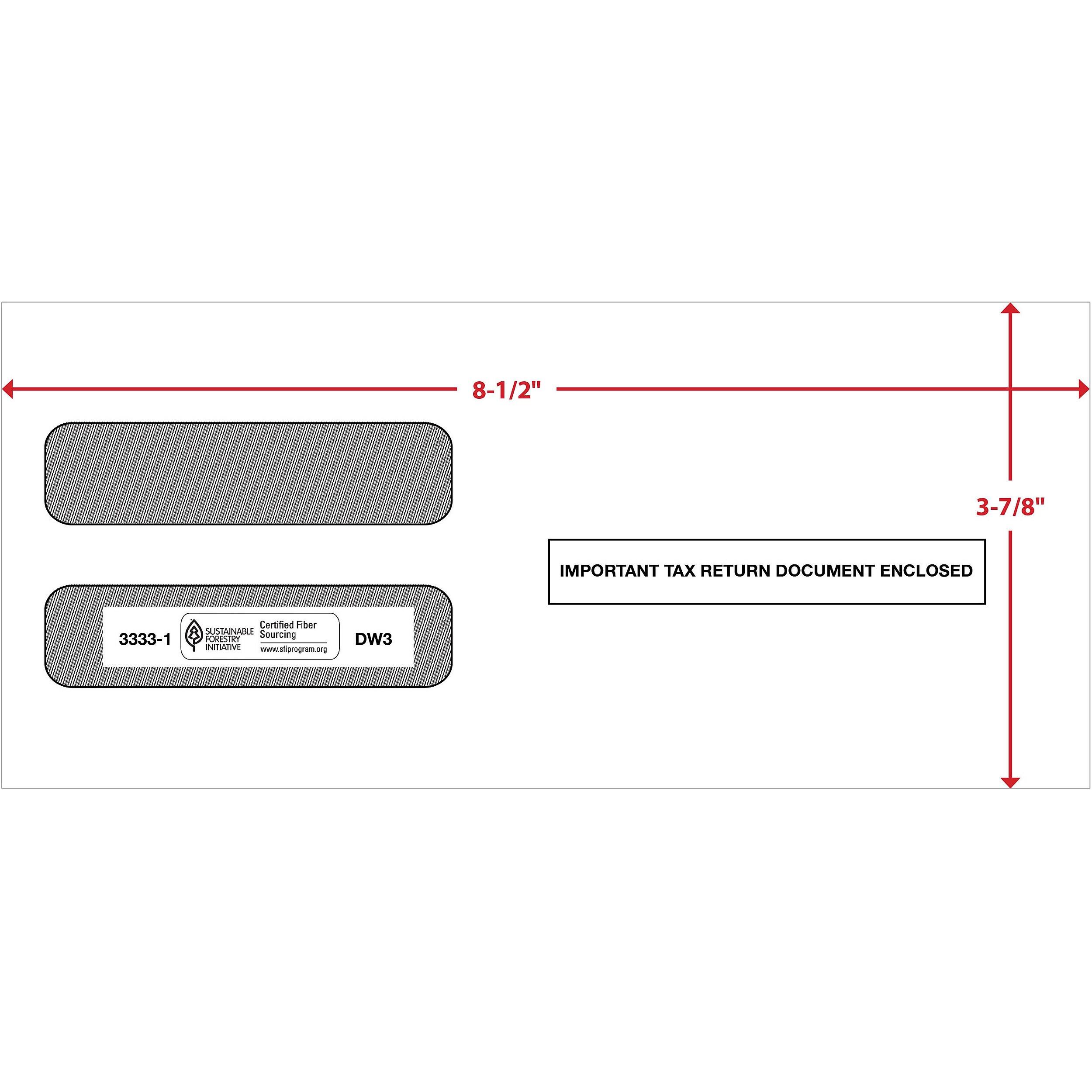 ComplyRight Self Seal Security Tinted Double Window Tax Envelopes, 50 ...