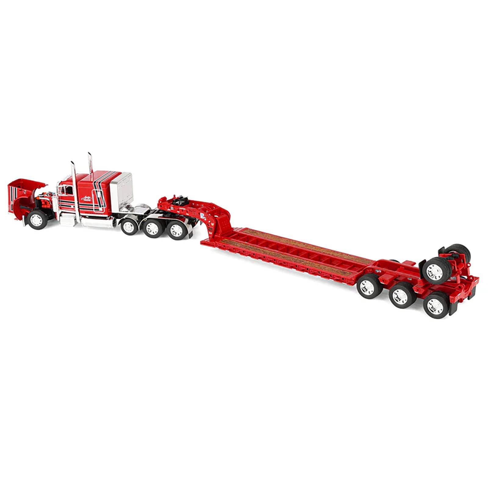 Alt View 3. First Gear - Peterbilt 379 with 63" Flat Top Sleeper & Fontaine Magnitude Trailer w/Fliptail Red w/Black 1/64 Model by DCP/First Gear.