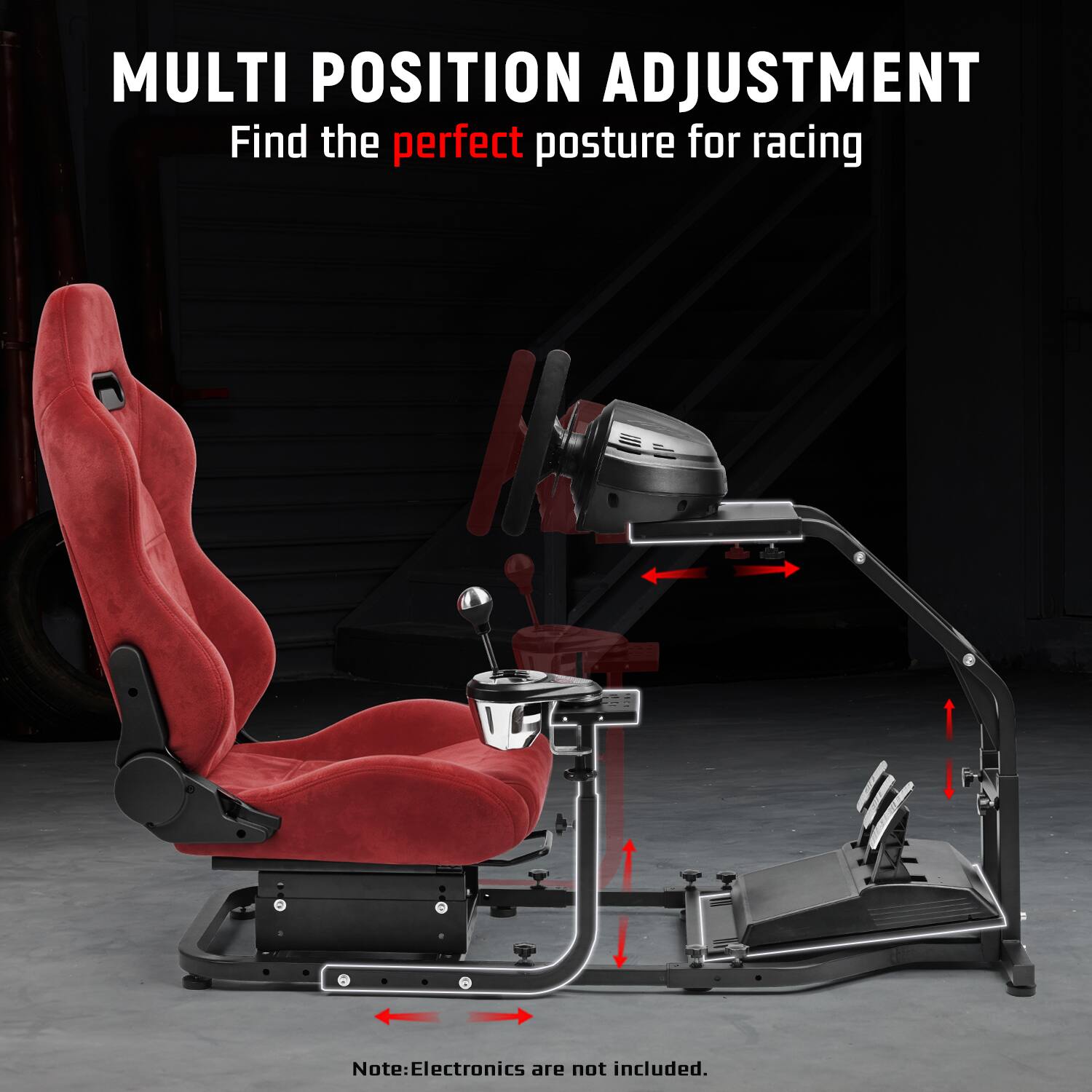 Dardoo Adjustable Racing Simulator Stand with Red Suede Seat, Fit for ...