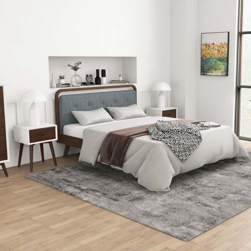 Left. LUCKY ONE - 22.5" Assembled Mid Century Nightstand 1-Drawer Solid Wood - Dark Brown,White.