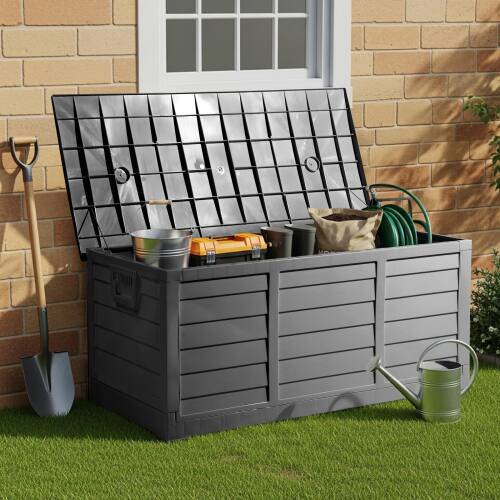 Alt View 8. Winado - 75 Gallon Portable Foldable Storage Deck Box Fast Installation Garden with Movable Wheels for Indoor Outdoor Storage - Black.