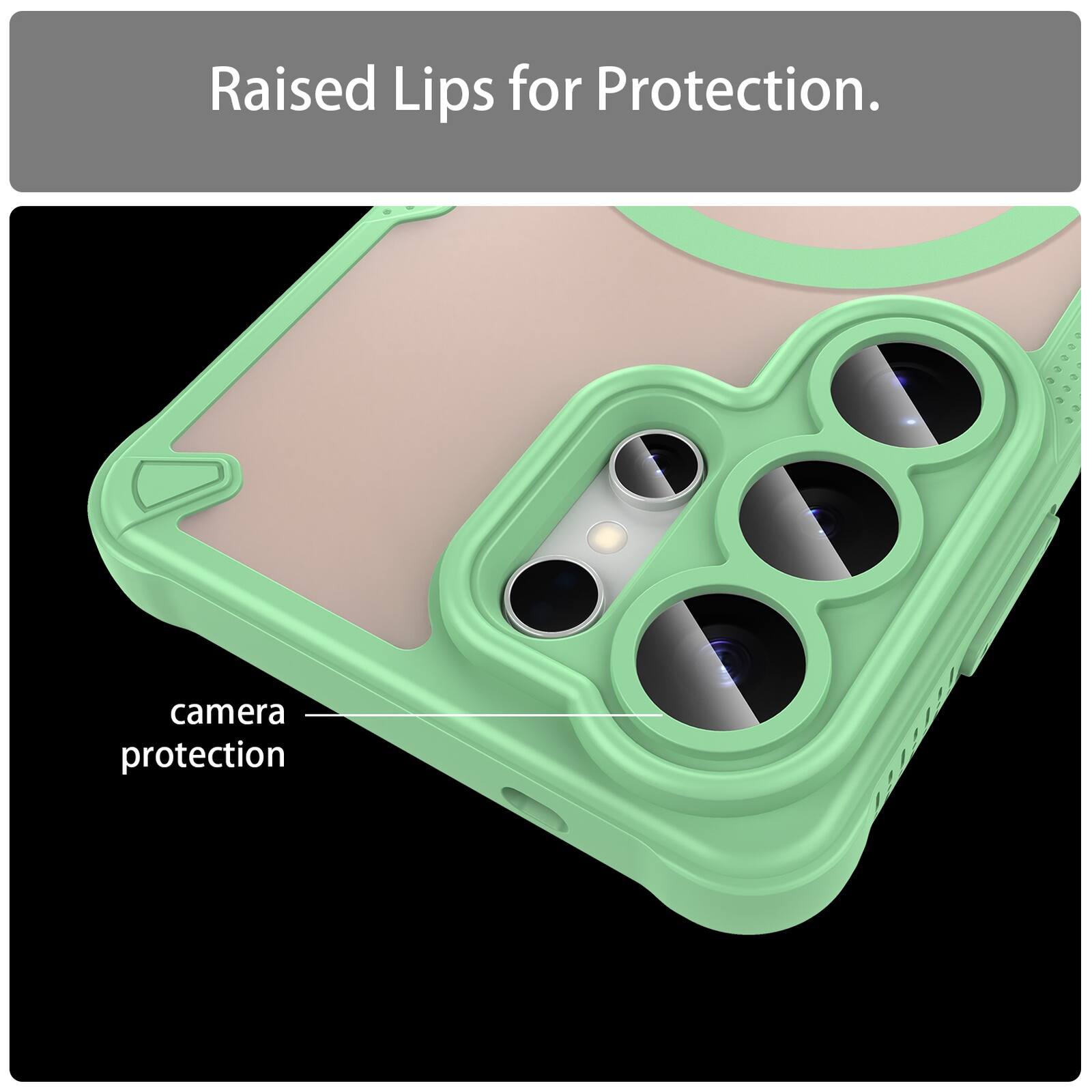 Raised Lips for Protection.  
camera protection
