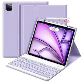 Pacoar Cade - For Ipad Air M3 2025/air 13 Inch M2 2024 Case With Keyboard-keyboard Pro 6th/5th/4th/3rd Gen Pencil Holder Detachable - purple-for iPad Air 13"/iPad pro 12.9"
