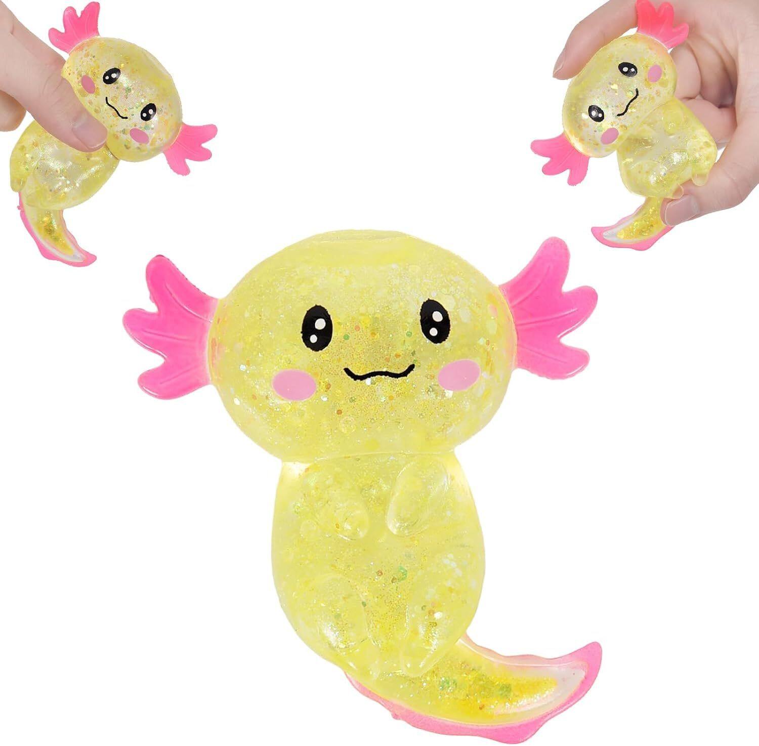 Front. Link - Link Axolotl Squishy Stress Relief Glitter Fidget Toys for Kids Youth Adult - Yellow.