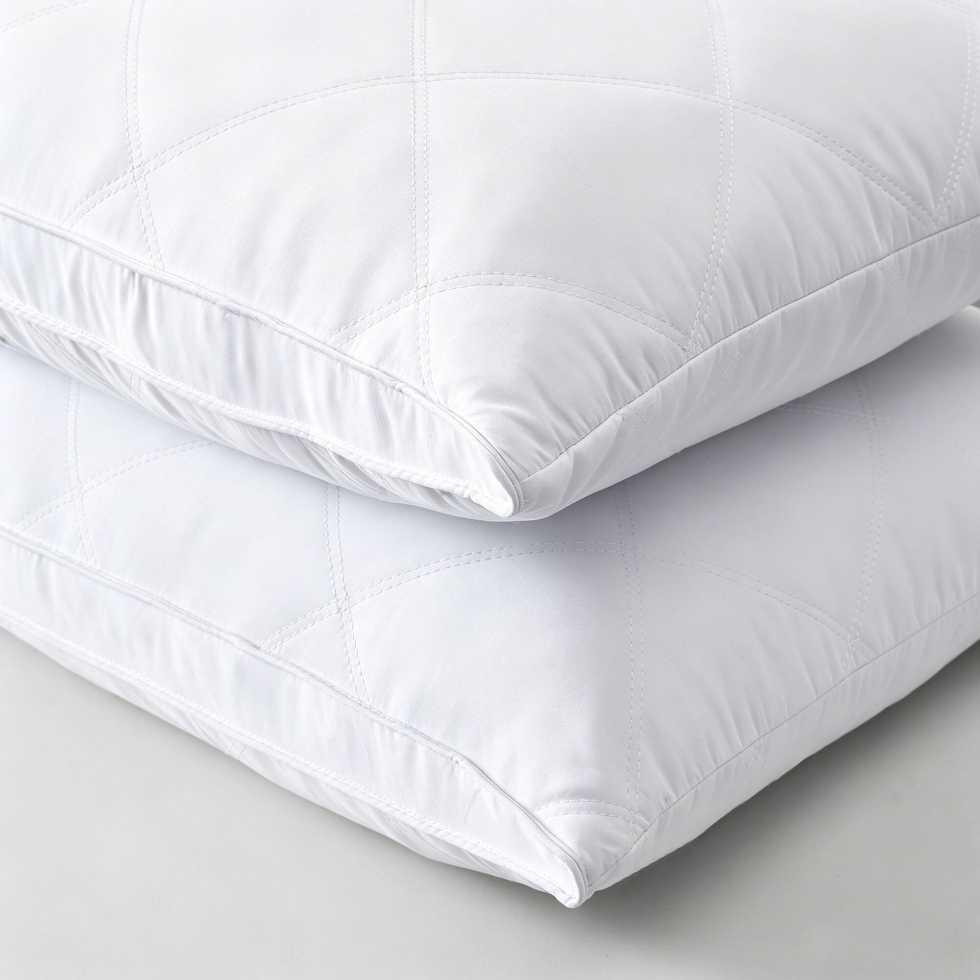 Alt View 1. Peace Nest - Peace Nest Quilted Goose Feather Pillows Set of 2 Medium Firm Bed Pillows, Oval Gusseted, King - Oval Gusseted.