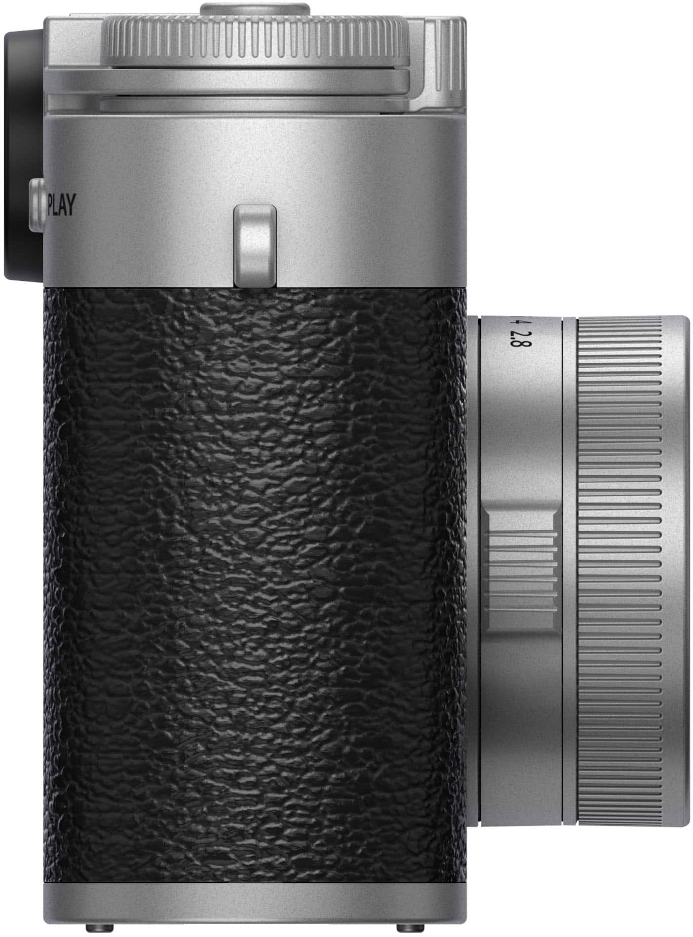 The text on the image reads "PLAY 4 2.8." This is likely a reference to the camera lens, which has a focal length of 2.8. The "PLAY" could be a brand name or a reference to the camera's playback function.