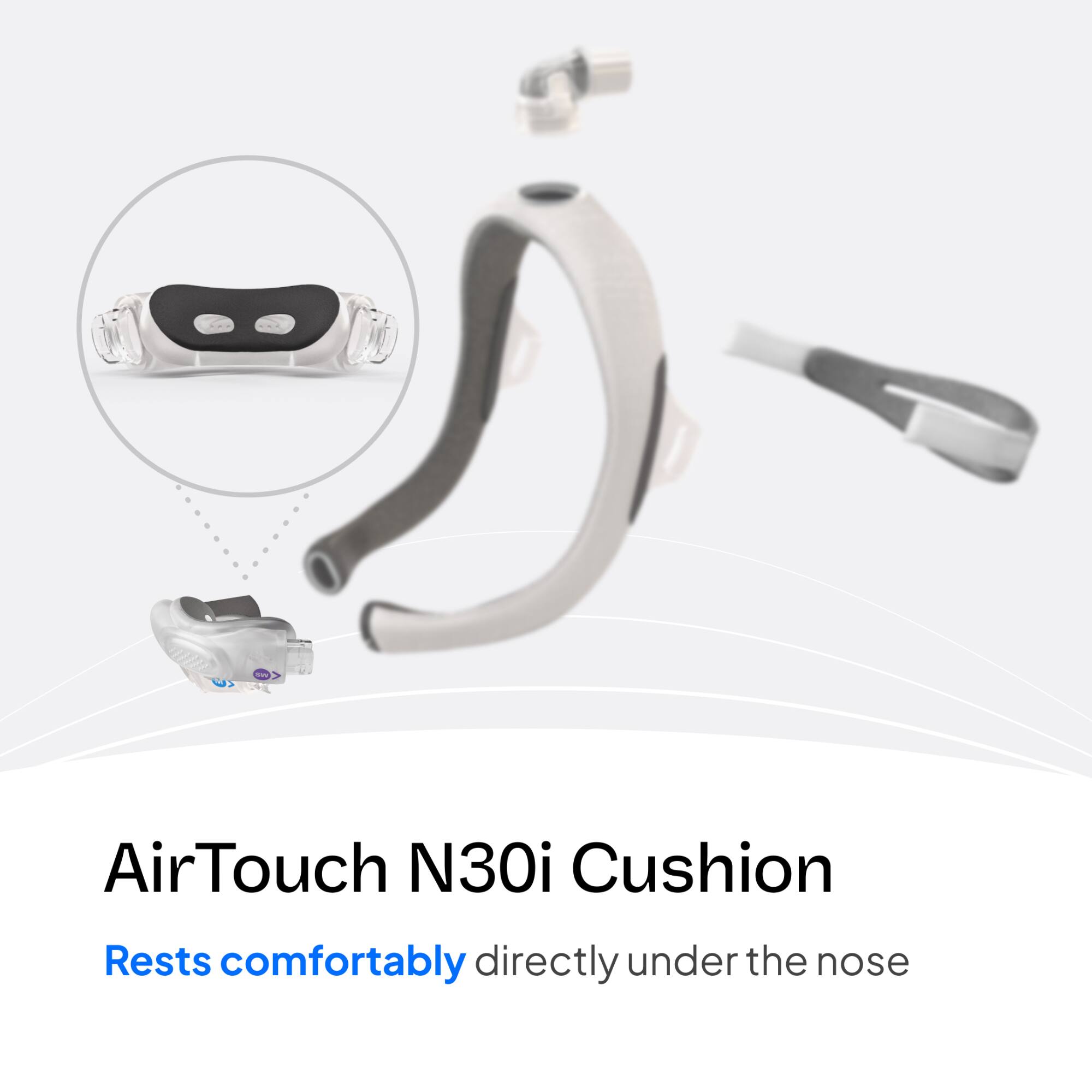 AirTouch N30i Cushion  
Rests comfortably directly under the nose