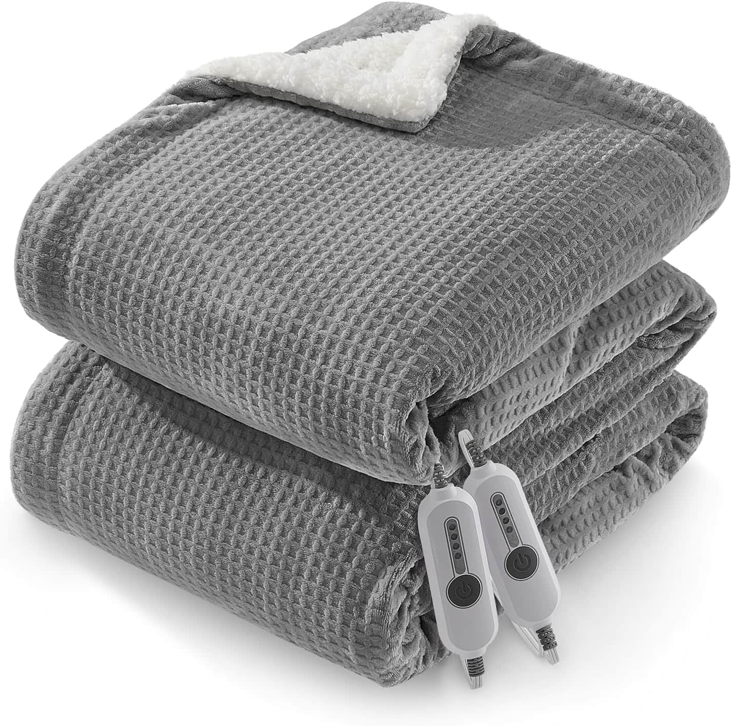 Acekool - 90"*100" Electric Waffle Fast Heating Flannel Blanket, Grey for Best Gift - Gray