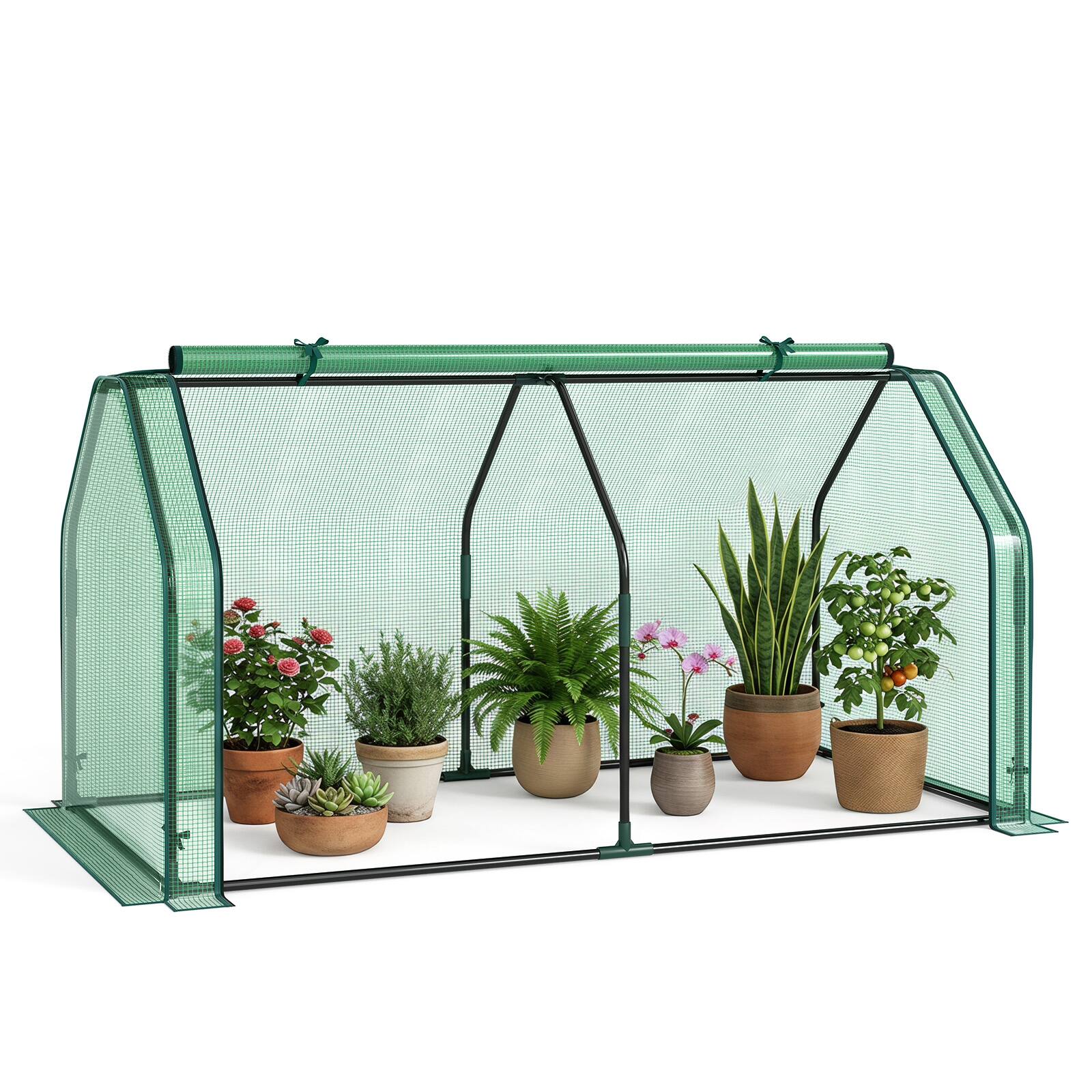 Front. Costway - Costway Portable Mini Greenhouse with PE Cover & Zippered Roll-up Door, Indoor & Outdoor.