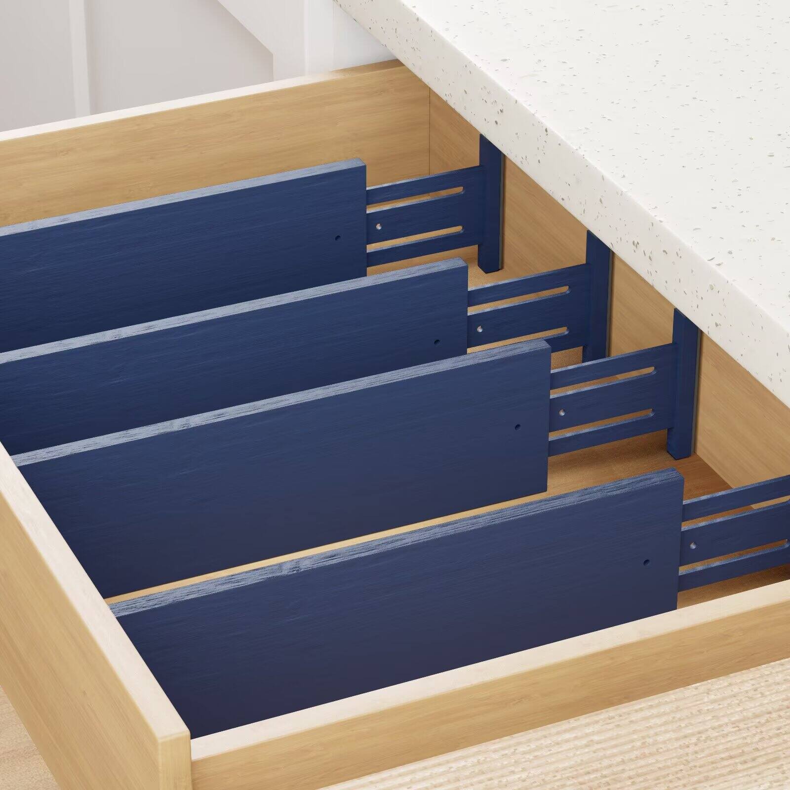 Alt View 2. Tooloton - Expandable Dresser Drawer Dividers 6-Pack, Navy Blue Adjustable Organizers 17-22 Inches, 4.65" High for Clothing Storage - Navy Blue.