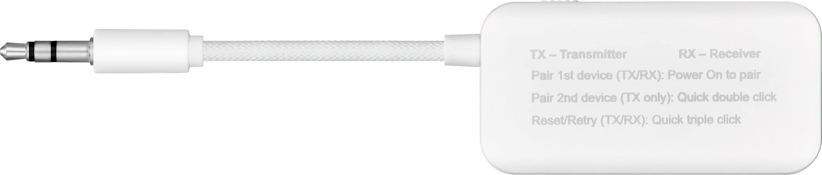 TX - Transmitter  
RX - Receiver  

Pair 1st device (TX/RX): Power On to pair  
Pair 2nd device (TX only): Quick double click  
Reset/Retry (TX/RX): Quick triple click