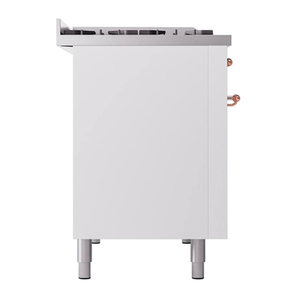 Alt View 6. ILVE - ILVE Nostalgie II Series 48 in. Dual Fuel Range with 8 Sealed Burners + Griddle (Liquid Propane, Copper Trim) - White.