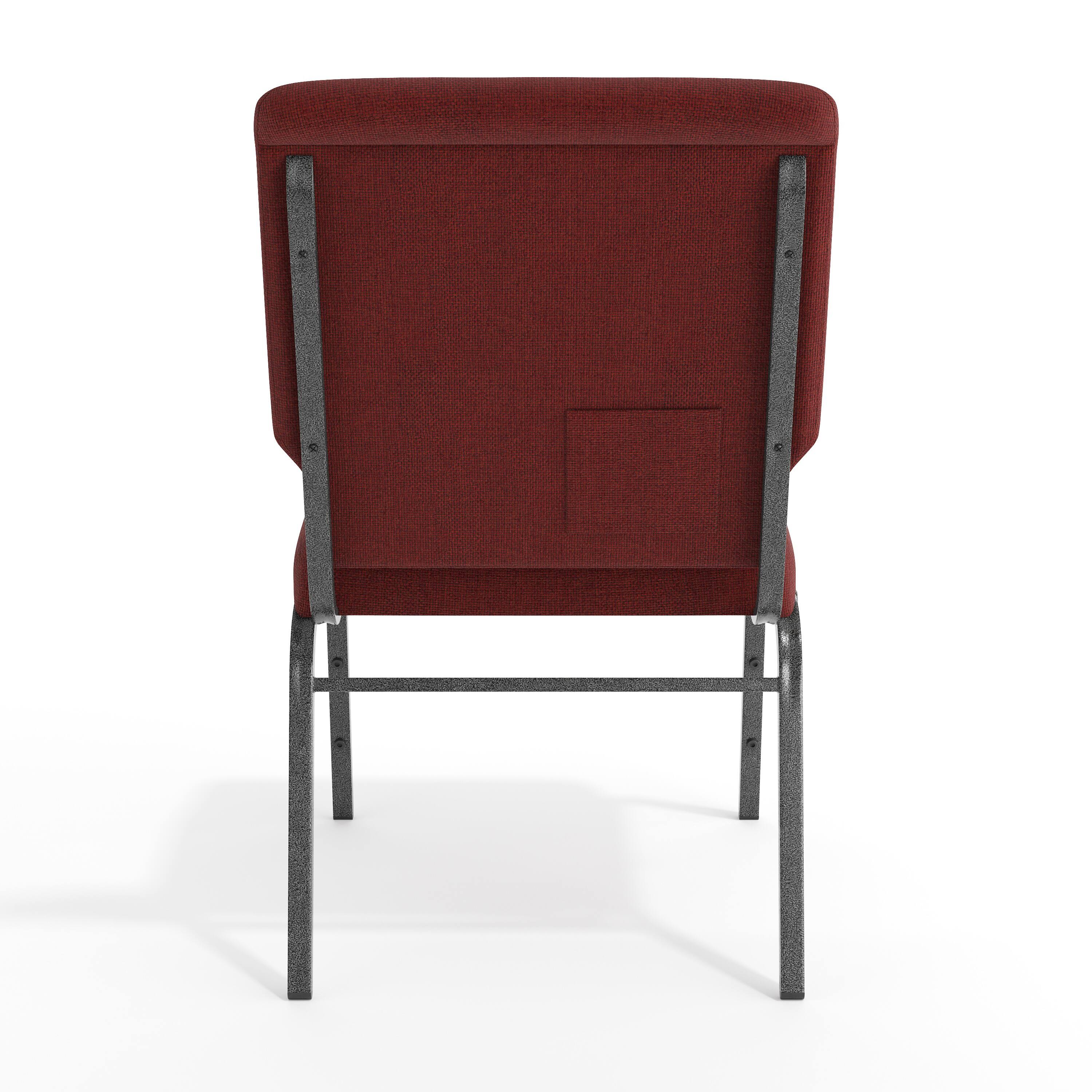 Alt View 7. Emma + Oliver - Church Chair 20.5 in. Wide - Maroon Fabric/Silver Vein Frame.