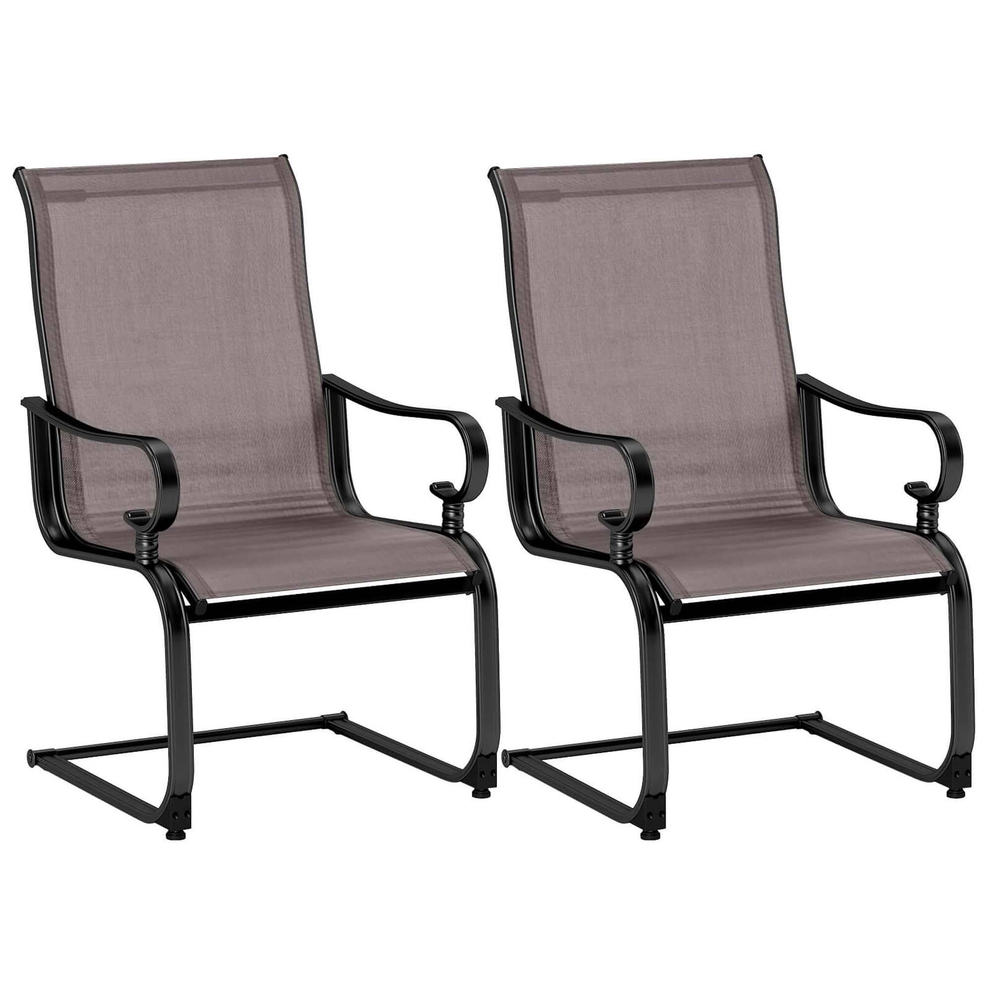 Front. Costway - Set of 2 Patio Chairs C-Spring Motion Chairs with Quick-drying & Breathable Fabric - Gray + Black.