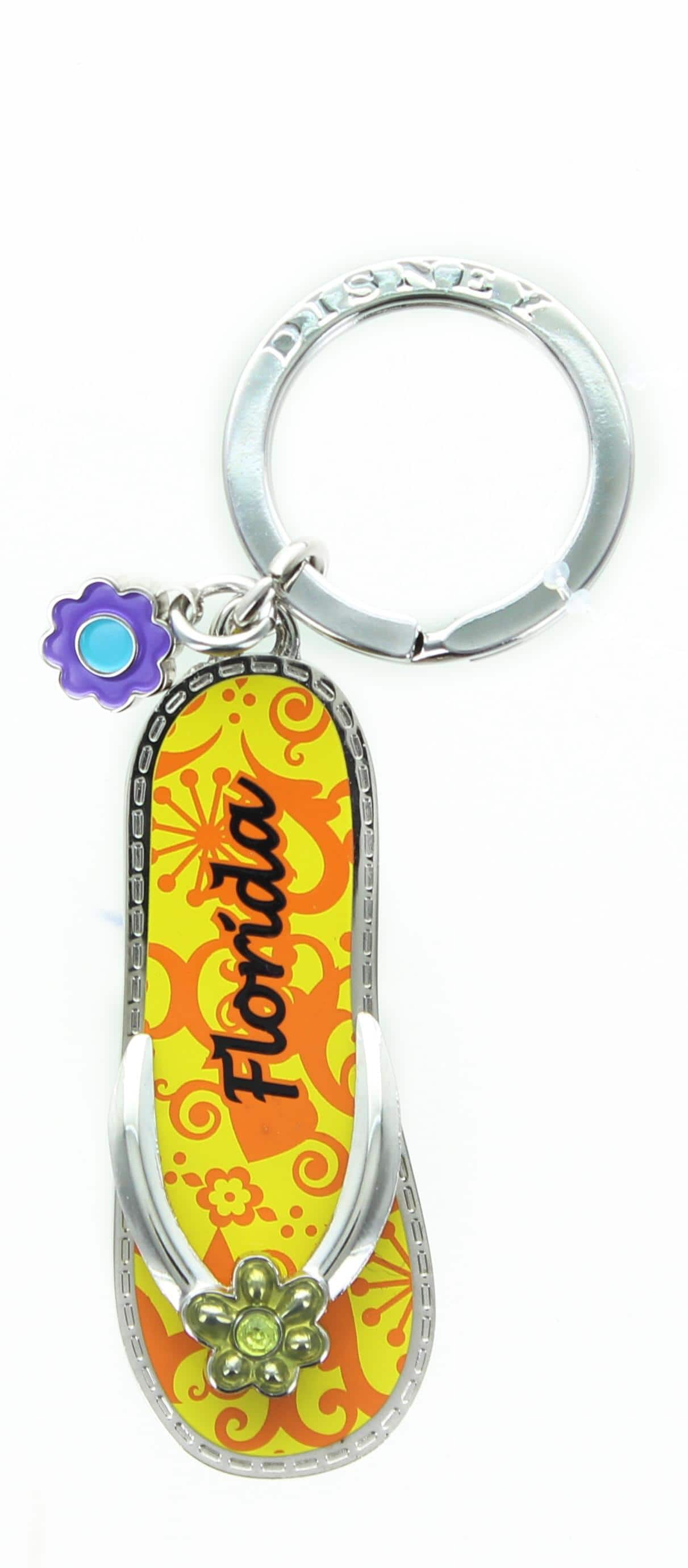 Monogram - Florida Flip Flop Pewter Key Ring - Orange