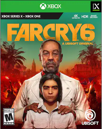 XBOX SERIES X, XBOX ONE, 4K, HDR, ULTRA HD, SMART DELIVERY, FARCRY 6, A UBISOFT ORIGINAL, MATURE 17+, ESRB, UBISOFT - M (Mature 17+)