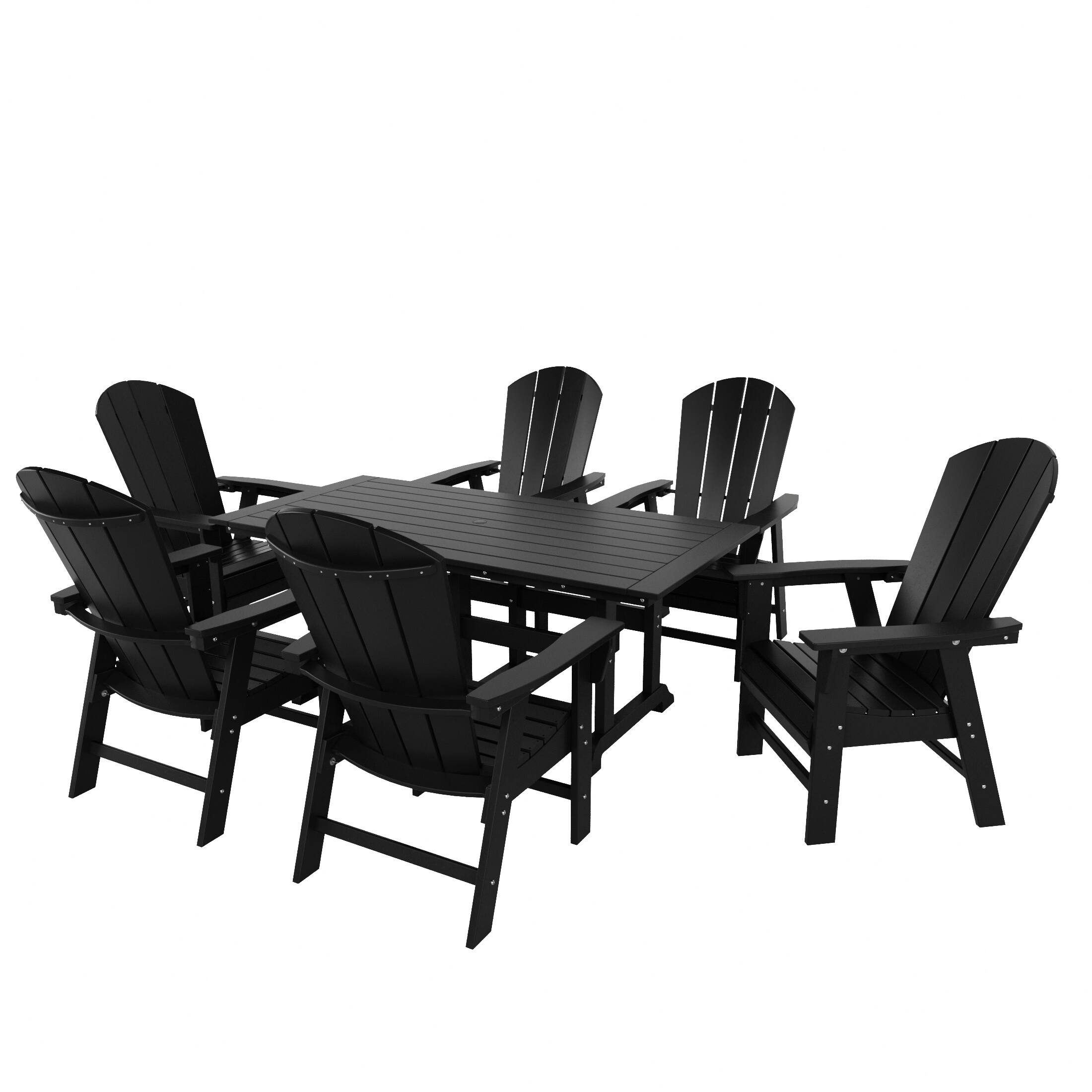 WestinTrends - Malibu 7 Piece Outdoor Patio Dining Table and Adirondack Armchair Set - Black price history on PriceWatchPro