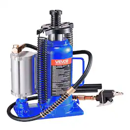 VEVOR - Air Hydraulic Bottle Jack, 20 Ton (44092 lbs) Capacity, 10.2-19.5 Inch Lifting Range, Pneumatic/Manual Heavy Duty Welded - Blue;Black