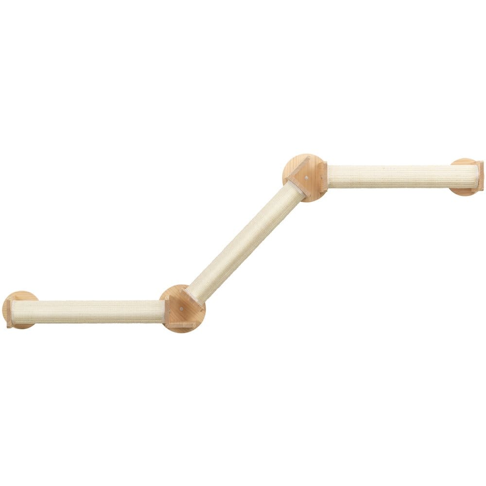 TRIXIE - Wall Set 2 Multi-Level Wall Mounted Cat Perch System with 3 Sisal Posts - Natural/White