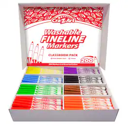 Cra-Z-Art - Washable Markers Classroom Pack Fine Point 8 Color Pack of 200 - Multi