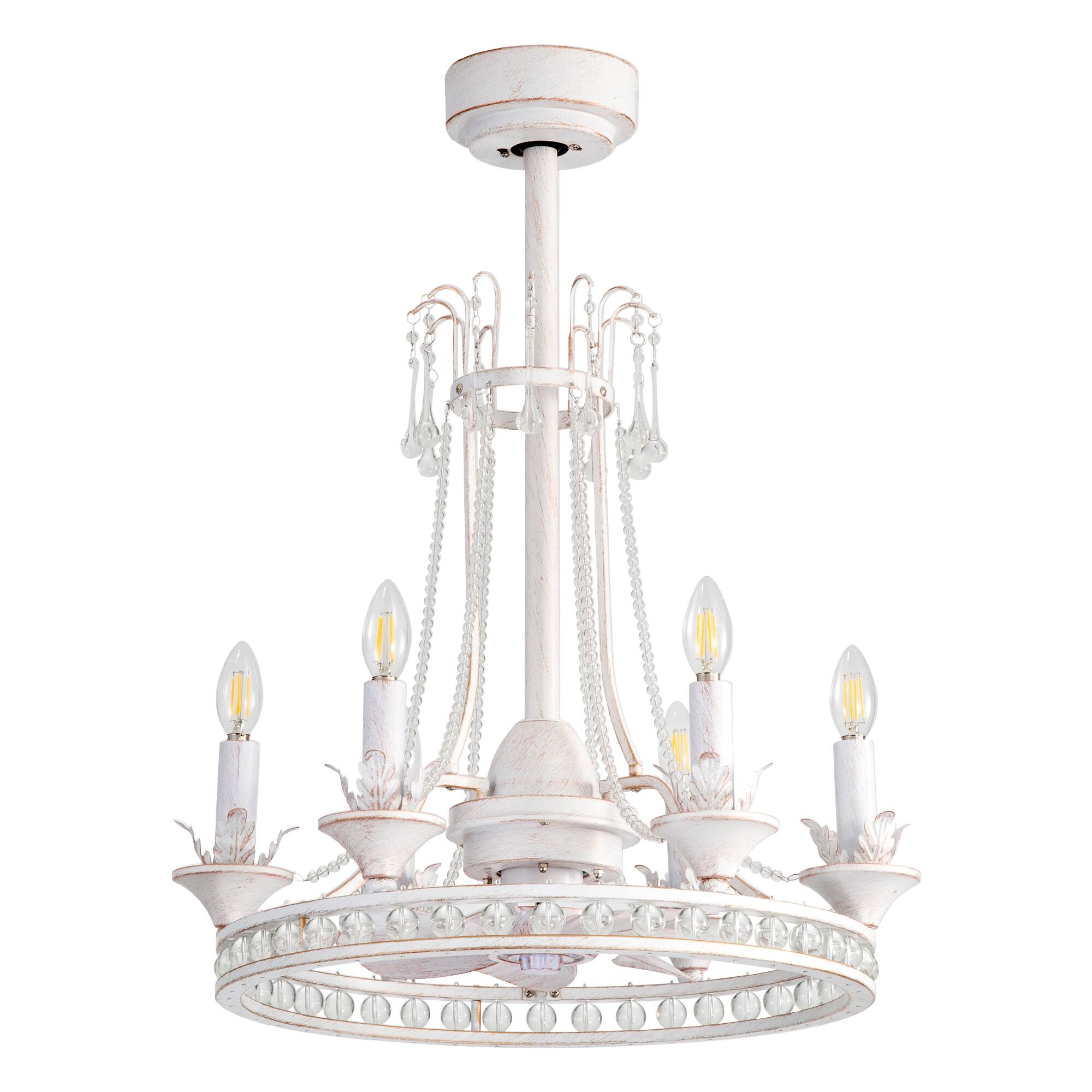 Breezary 22 Inch Crystal Light Bulb Ceiling Fan, 7 ABS Blades, DC