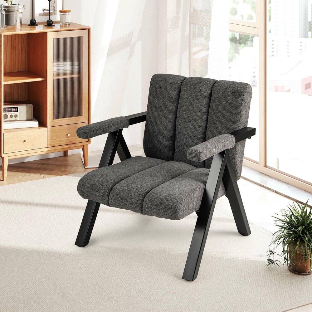 Alt View 1. Kadyn - Oversized Contemporary Accent Chair with Sturdy Metal Frame and Armrests, Gray - Gray.