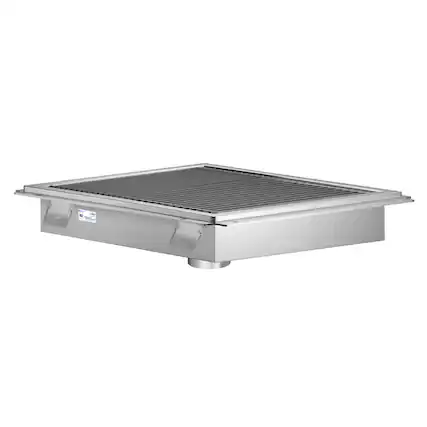 Front. Koolmore - 24" x 24" Stainless Steel Floor Trough Drain, 14-Gauge with Subway-Style Grating & Removable Drain Basket, NSF Listed - Stainless-Steel.
