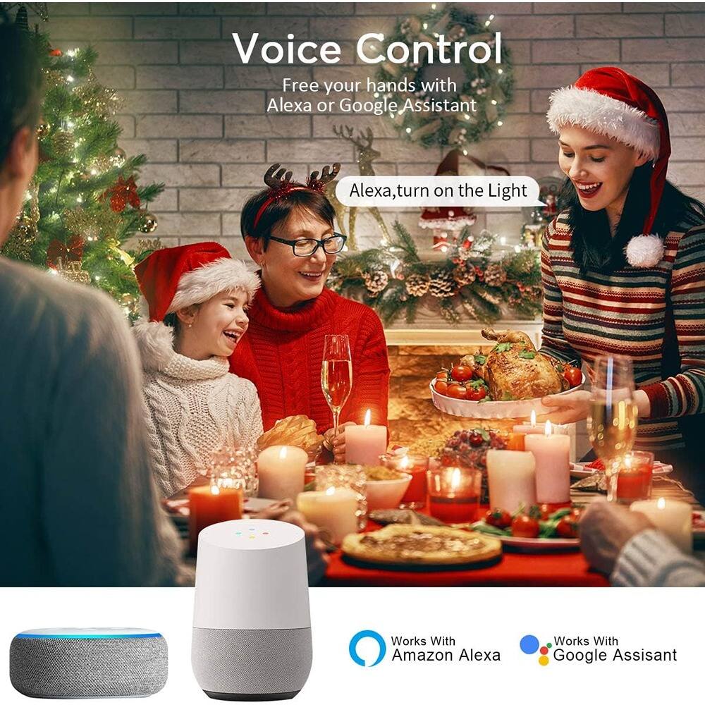 Voice Control  
Free your hands with Alexa or Google Assistant  

Alexa, turn on the Light  

Works With Amazon Alexa  
Works With Google Assistant