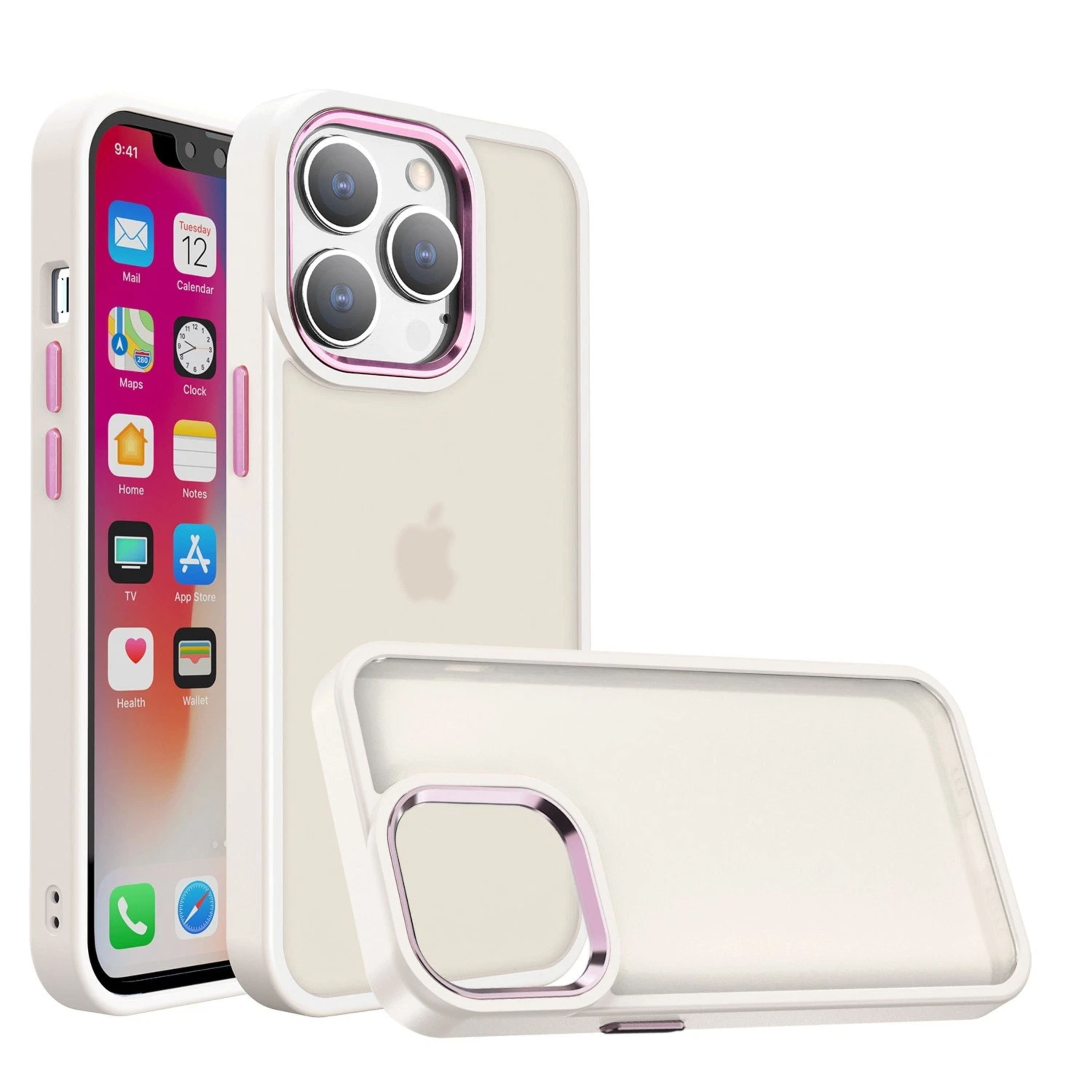 Kitcheniva - Rubberized Acrylic Hybrid Metal Button Case For iPhone 14 Pro Max Beige - Biege price history on PriceWatchPro