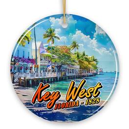 OrnamentallyYou - Artistic Key West Ceramic Ornament Tropical Florida Vacation and Beach Christmas Souvenir Version 1 - Multi-colored