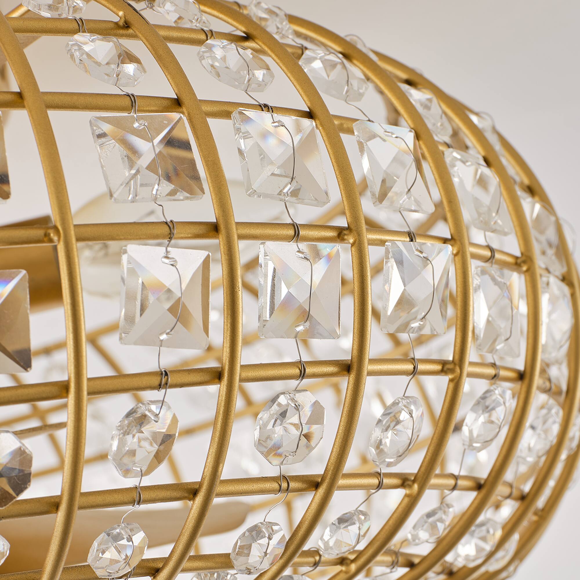 Alt View 4. Vaczon - 20" Modern Luxury Crystal Flush Mount Caged Ceiling Fan with Light and Remote, 6-Speed DC Motor - Gold.