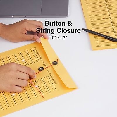 Button & String Closure  
10" x 13"