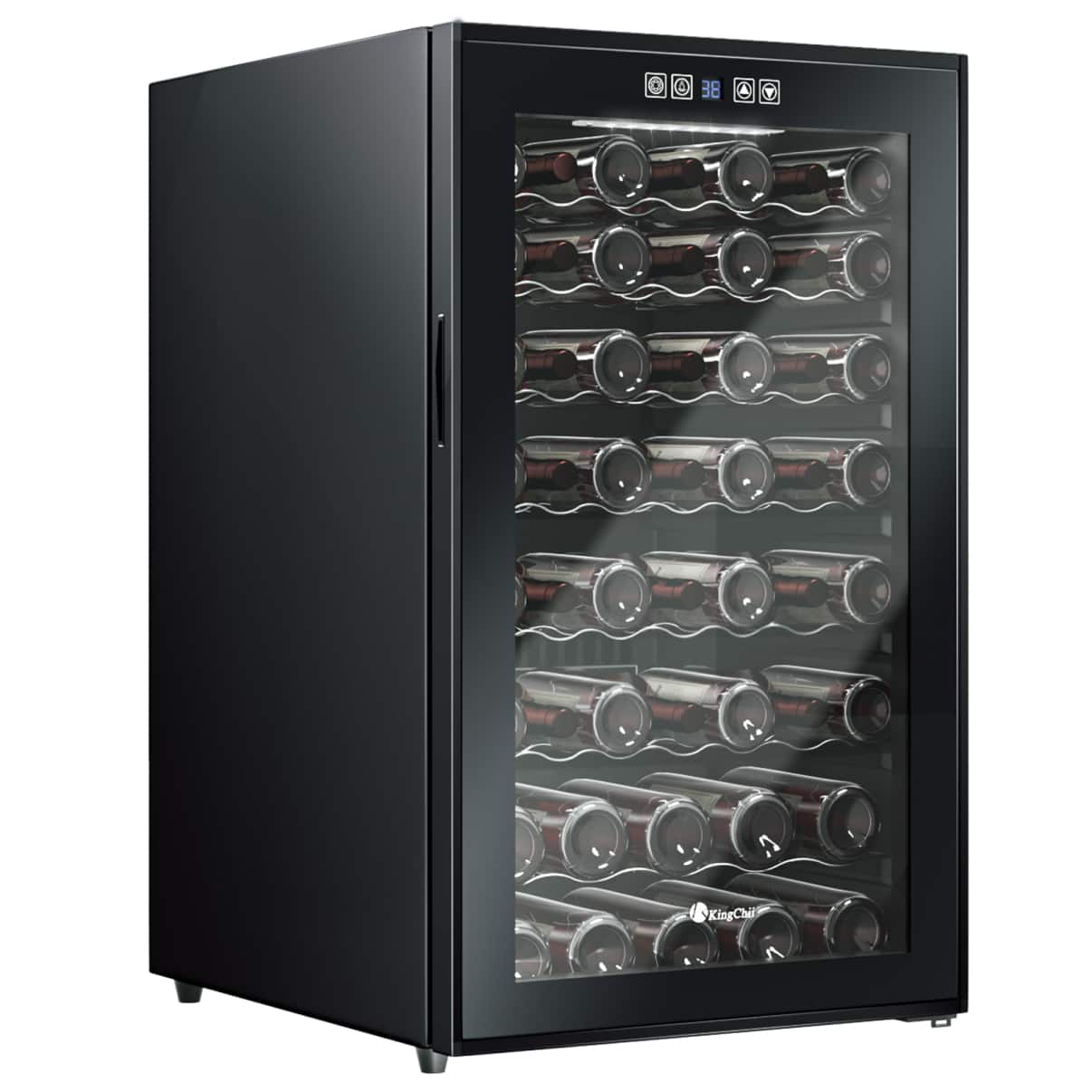 KingChii - 52-Bottle Wine Cooler Refrigerator with Digital Temperature Control - Black