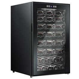 KingChii - 52-Bottle Wine Cooler Refrigerator with Digital Temperature Control - Black