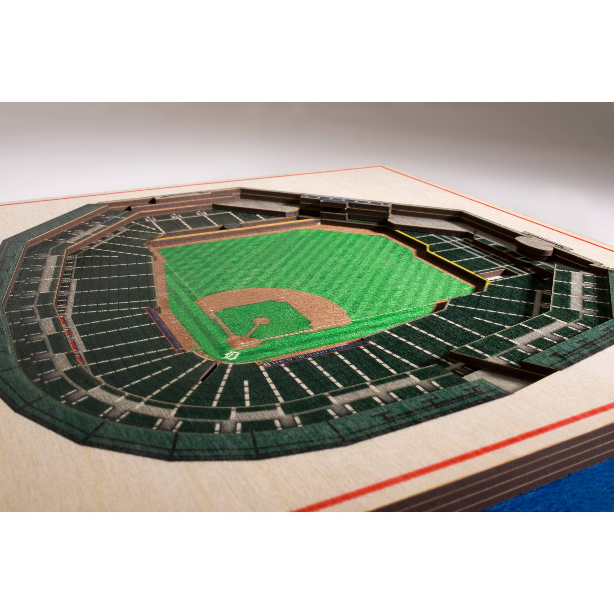 Alt View 2. YouTheFan - Detroit Tigers 17'' x 13'' 5-Layer 3D StadiumViews Wall Art - Brown.
