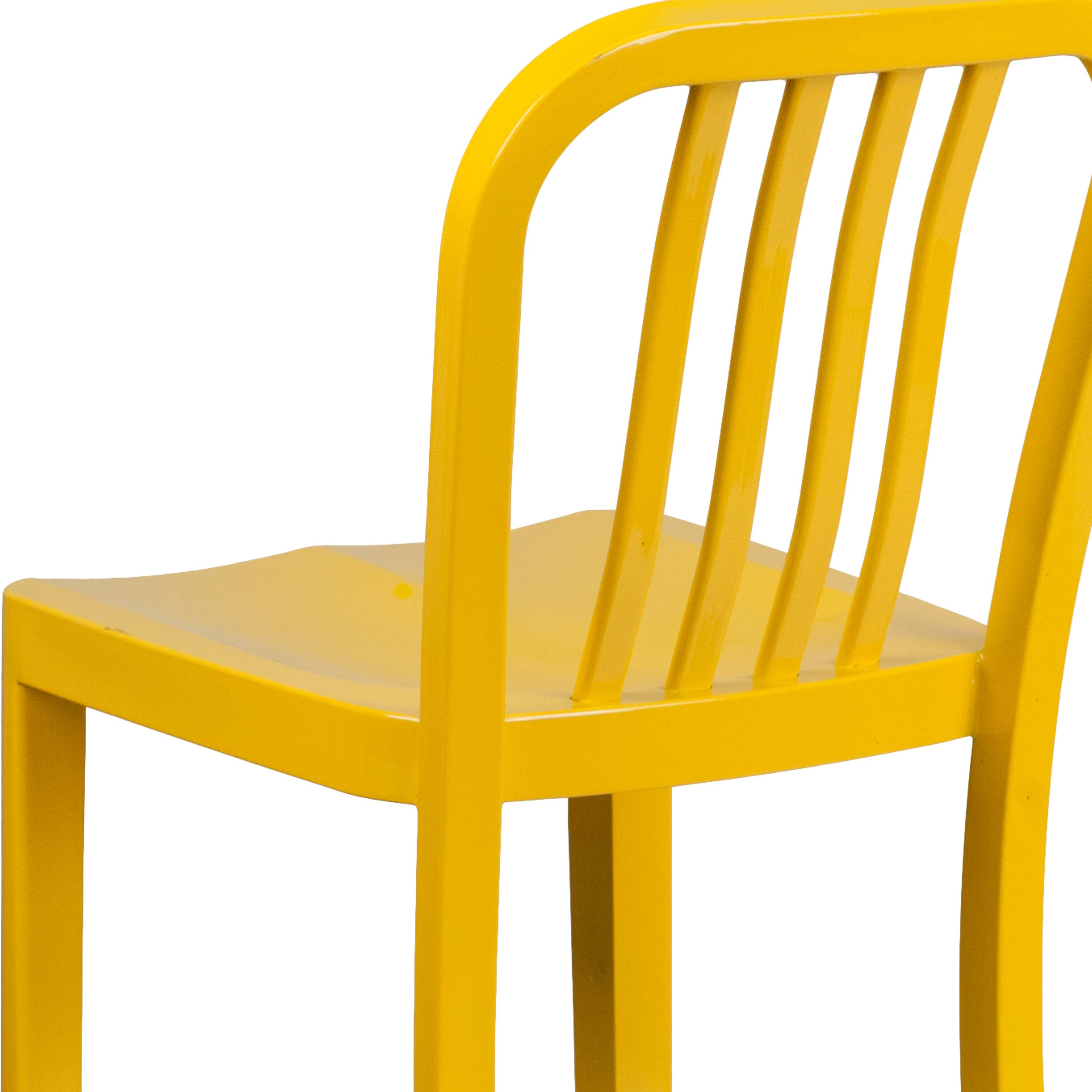 Alt View 9. Emma + Oliver - Commercial Grade 30"H Colorful Metal Indoor-Outdoor Vertical Slat Back Barstool - Yellow.