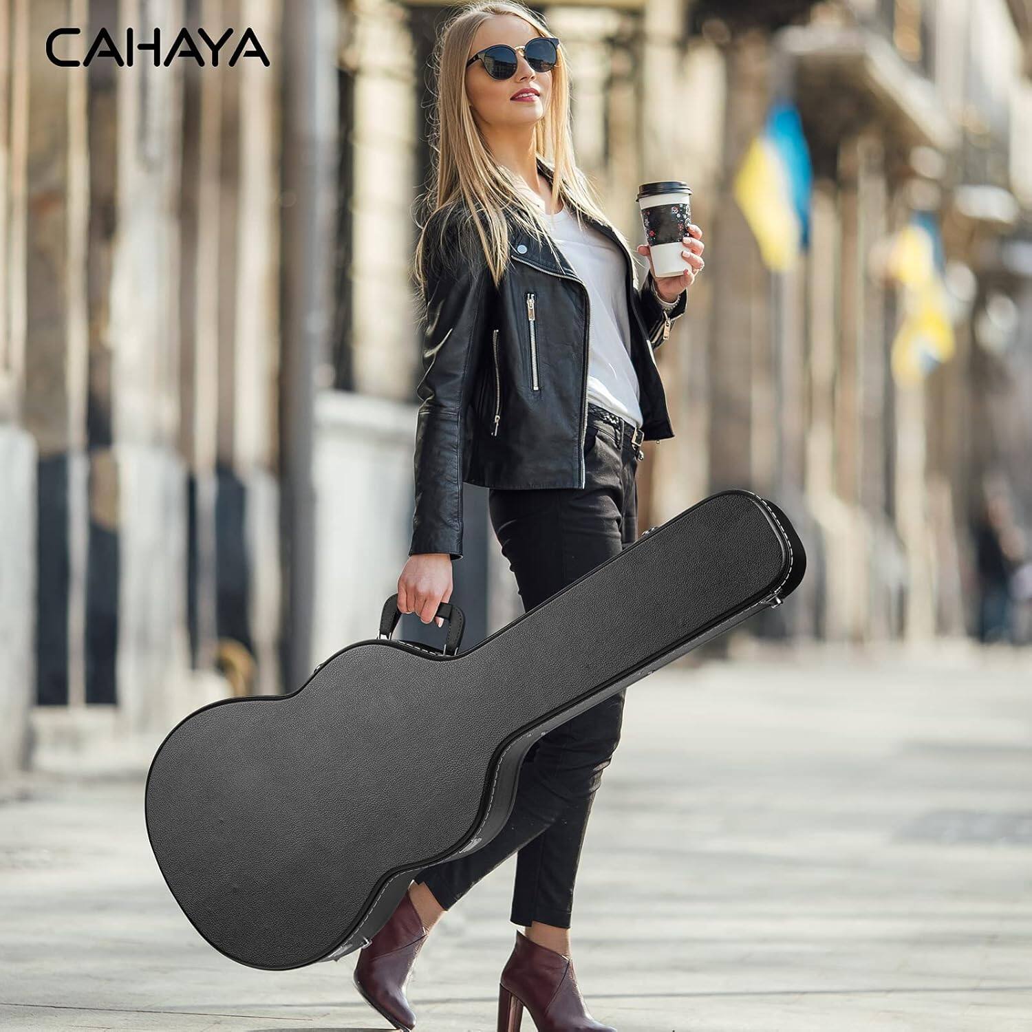 Alt View 3. CAHAYA - CAHAYA Guitar Cases Hard Shell Wood Case for Classical Guitars 39 Inch with Key Anti-shock Waterproof CY0241.
