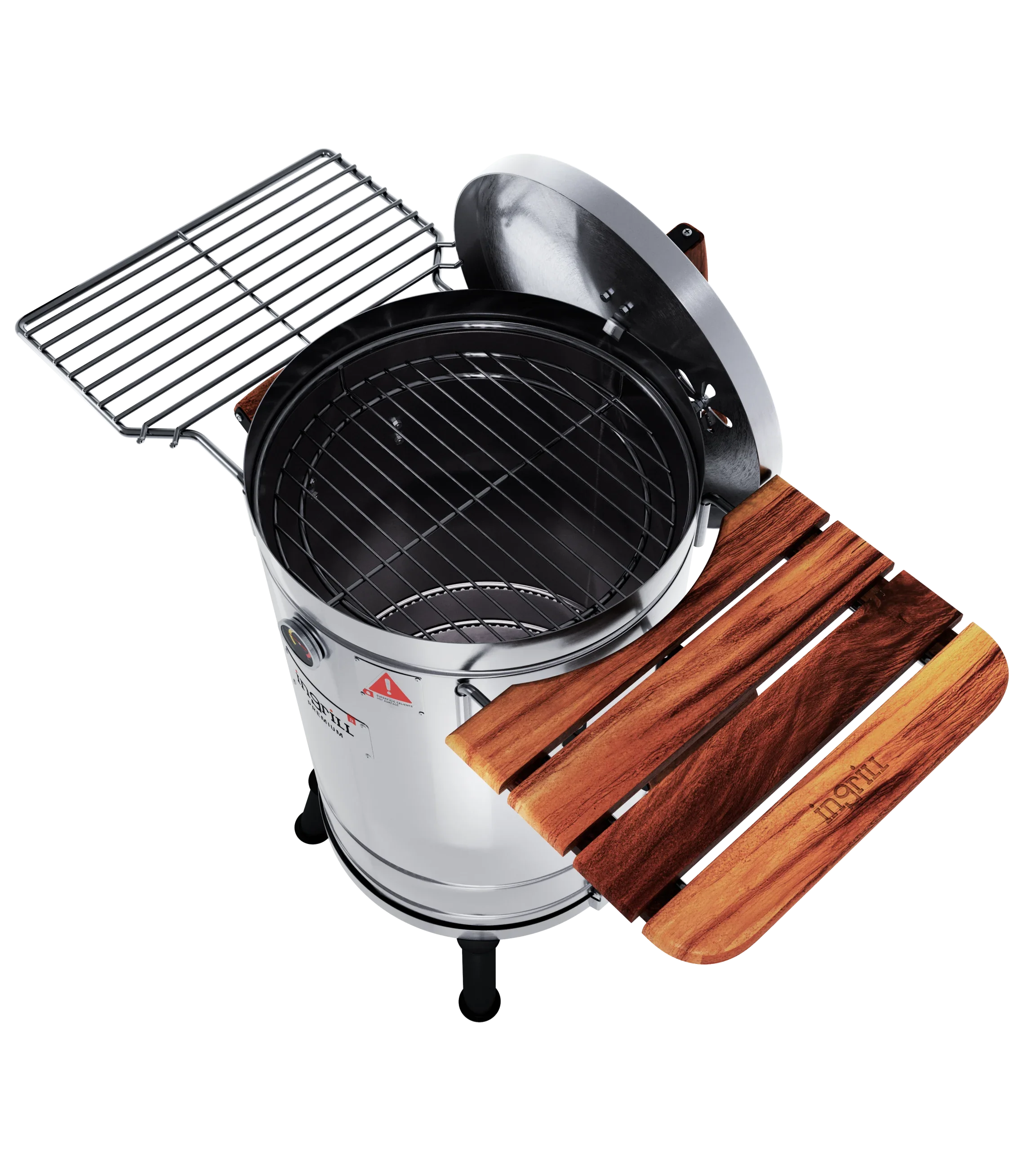 Alt View 1. Ingrill - INGRILL Charcoal Grills - 12 lbs Stainless Steel Smoker Grill 3-in-1 for Cooking & Home BBQ - Stainless Steel.