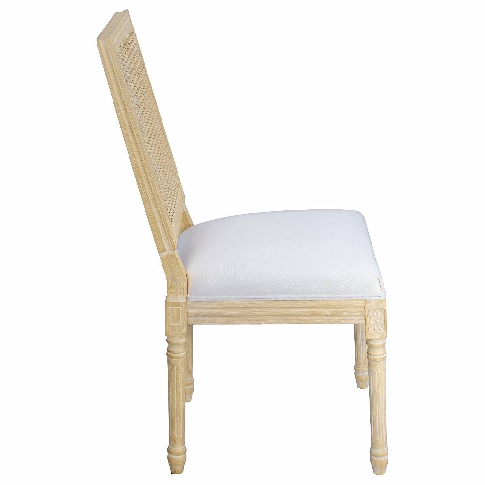 Alt View 1. Loheer - Loheer French Country Dining Chairs Set of 2 Upholstered Rattan Back Solid Wood Frame Beige - Beige.