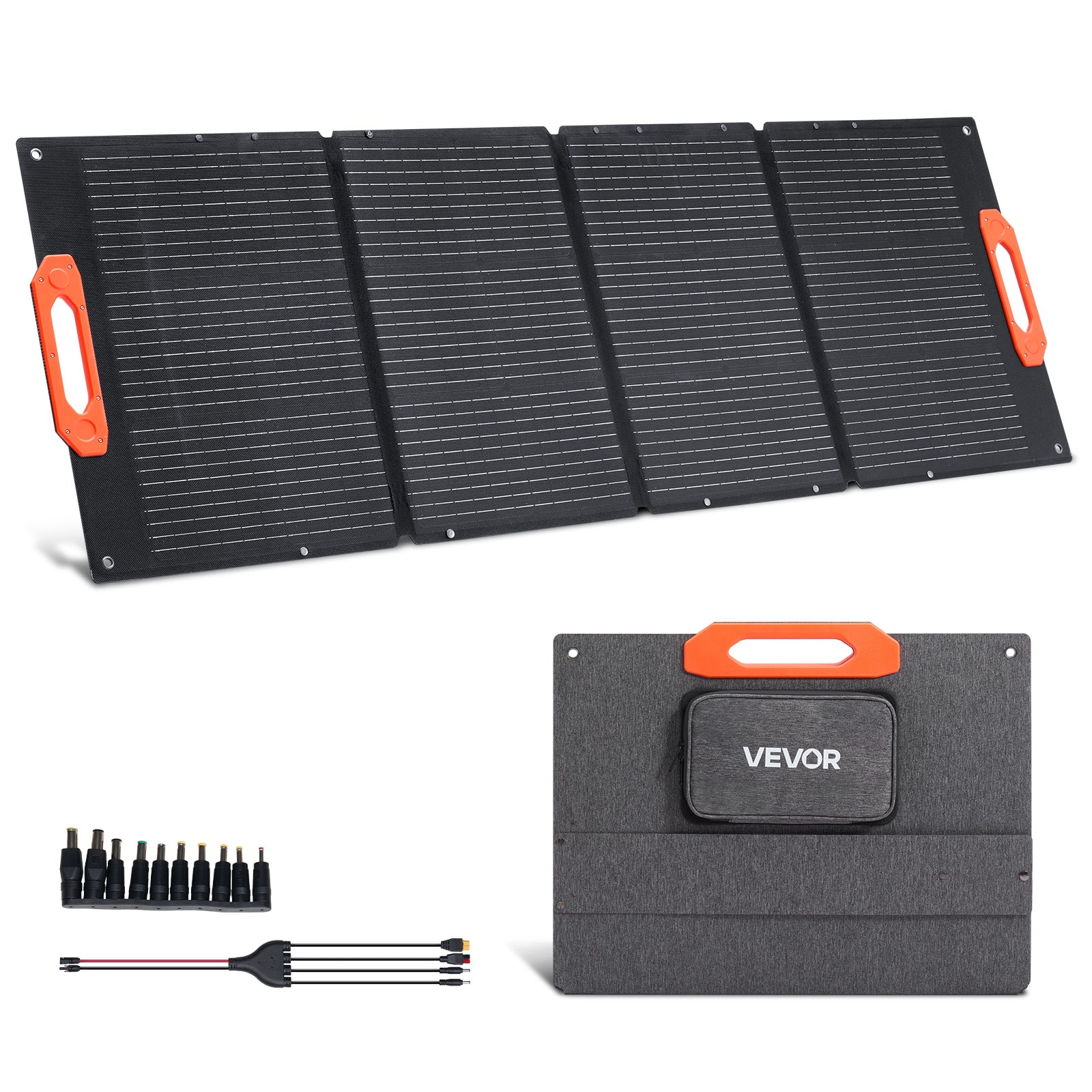 VEVOR - 150W Foldable Monocrystalline Solar Panel, 23% Efficiency Portable ETFE Mono Solar Panel Charger with MC4 Output, Type-C - Black