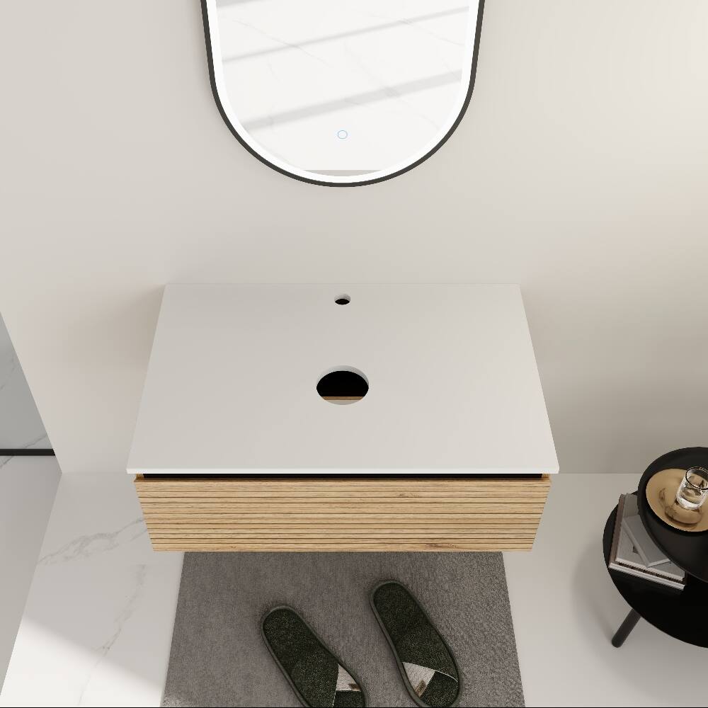 Alt View 1. Loheer - Loheer 30 inch wall mounted bathroom vanity Base Without Sink Light Coffee - Light Coffee.