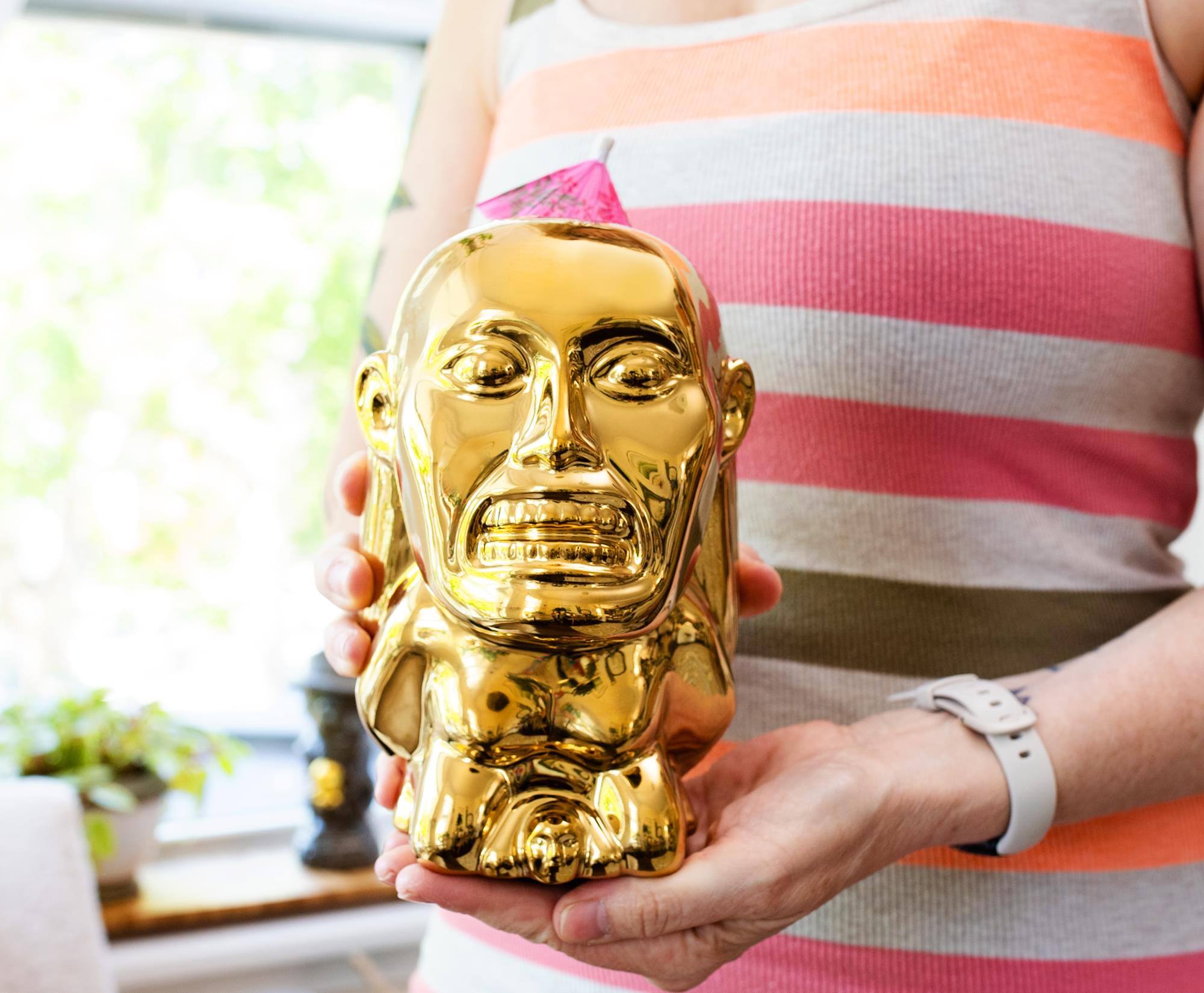 Alt View 5. ThinkGeek - Geeki Tikis Indiana Jones Golden Idol Ceramic Mug | Holds 24 Ounces - Gold.