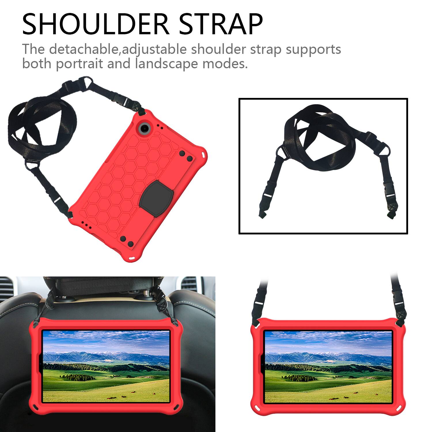 SHOULDER STRAP

The detachable, adjustable shoulder strap supports both portrait and landscape modes.