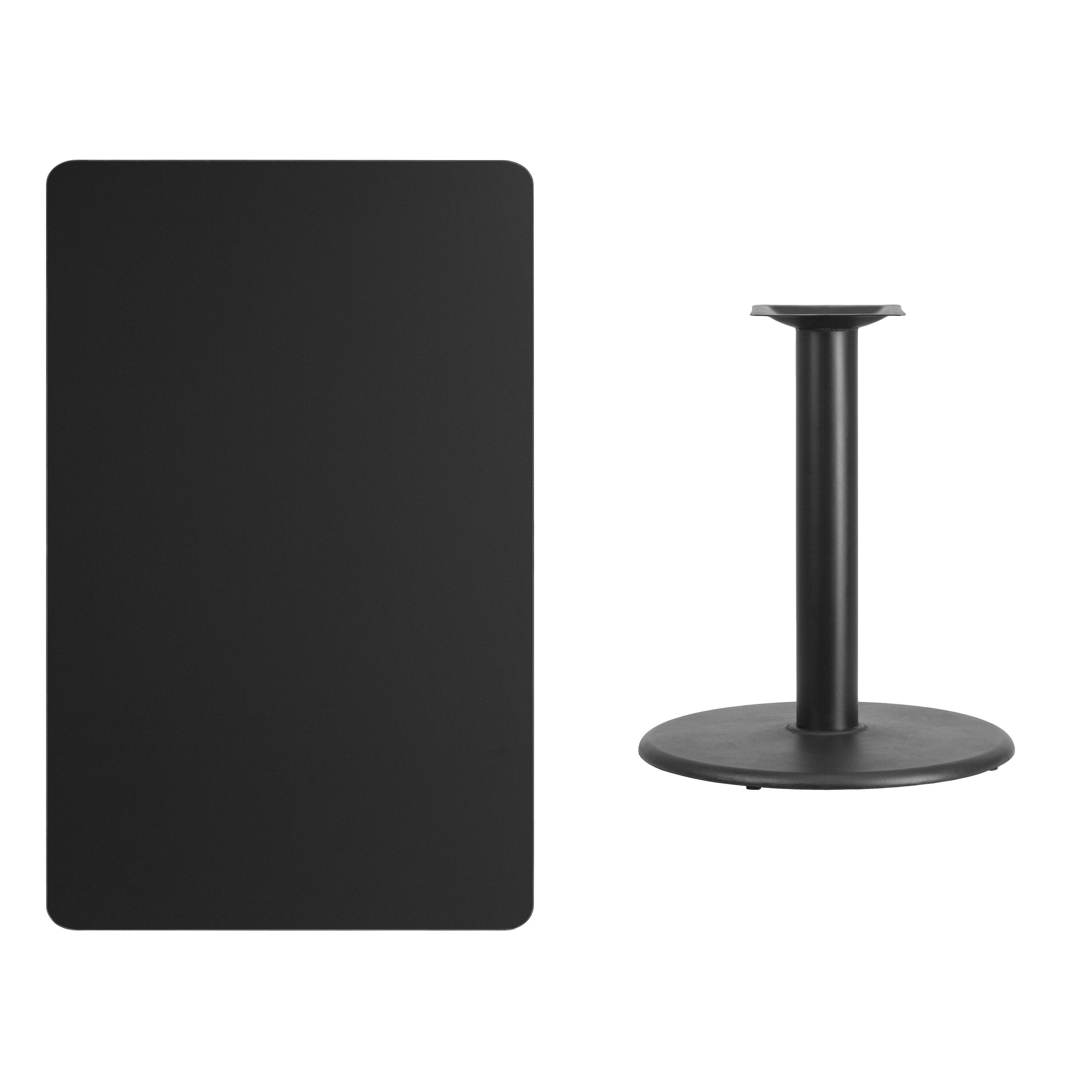 Alt View 2. Emma + Oliver - 30"x48" Rectangular Laminate Table with 24" Round Table Base - Black.