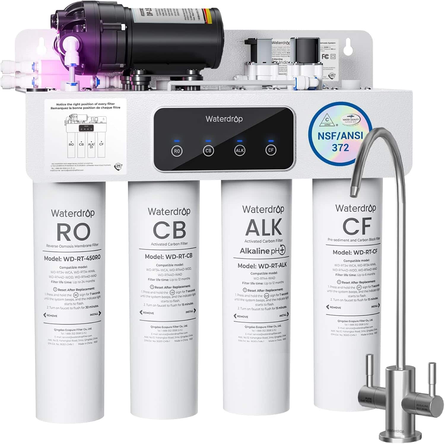 Waterdrop - WD-T4-A Alkaline pH+ Reverse Osmosis Water Filter, NSF/ANSI 372 Certified, 10-Stage, 450GPD - White price history on PriceWatchPro