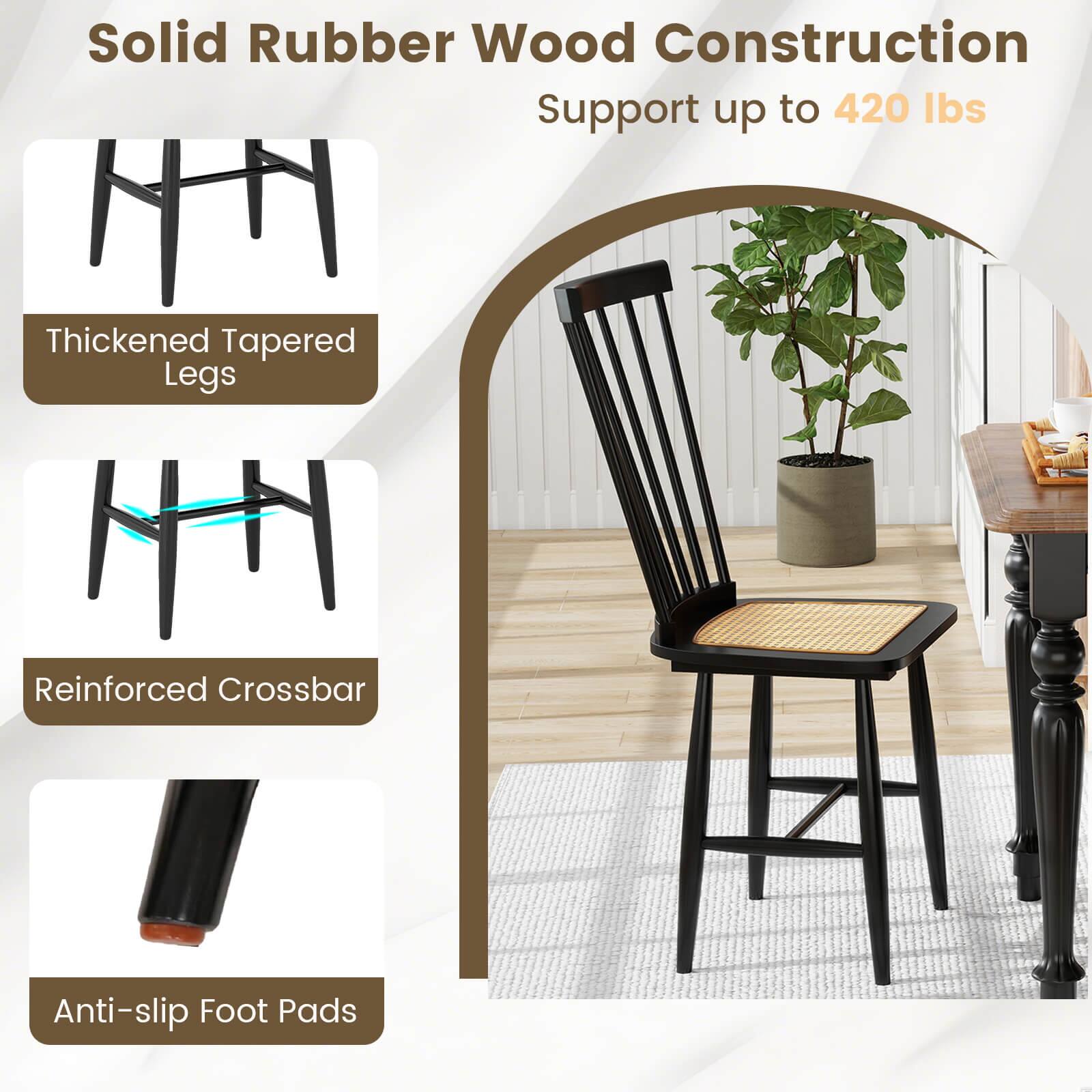 Solid Rubber Wood Construction  
Support up to 420 lbs  

- Thickened Tapered Legs  
- Reinforced Crossbar  
- Anti-slip Foot Pads