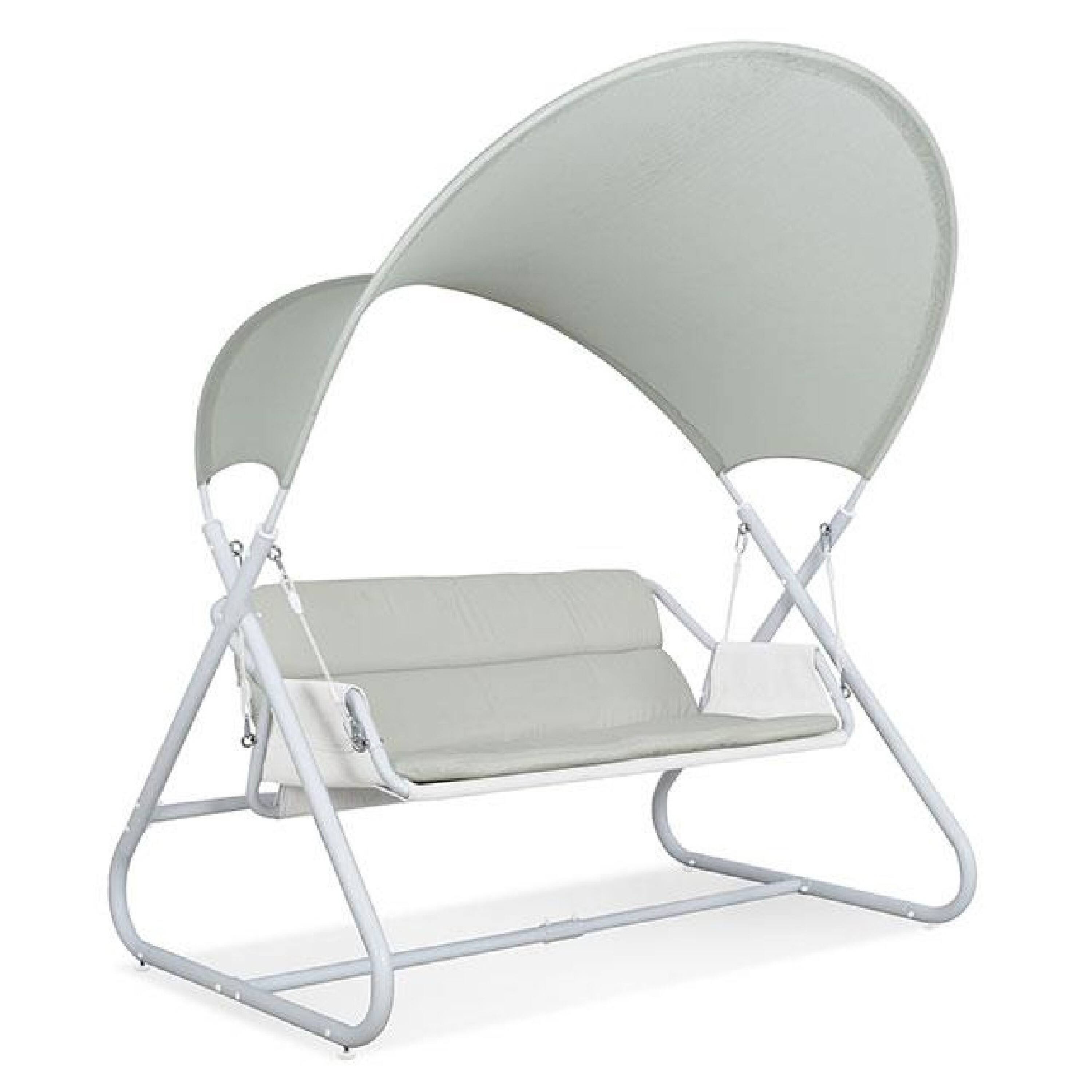 Alt View 1. Manhattan Lane - Diz Outdoor Hanging  Double Swing Sofa Chair, White Powder Coated Steel - White.