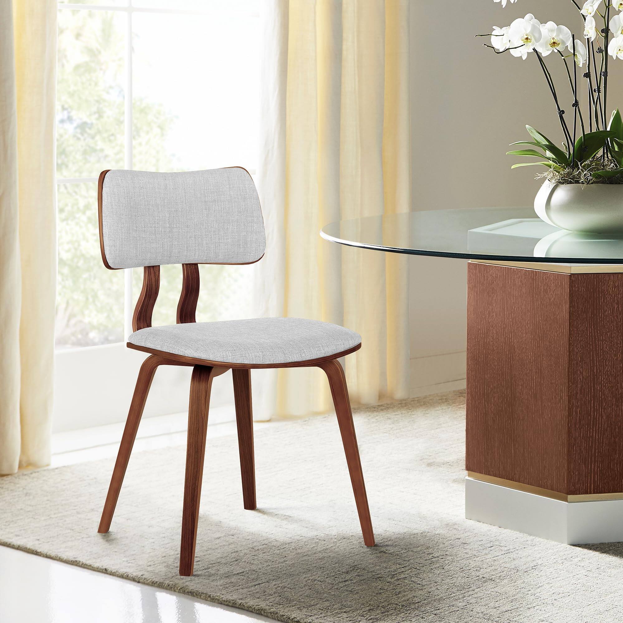 Alt View 2. JETRANSPORT - Jaguar Mid Century Modern Dining Accent Chair For Kitchen Table Desk Vanity In Grey Fabric And Walnut Wood ... - Green/Walnut Single.