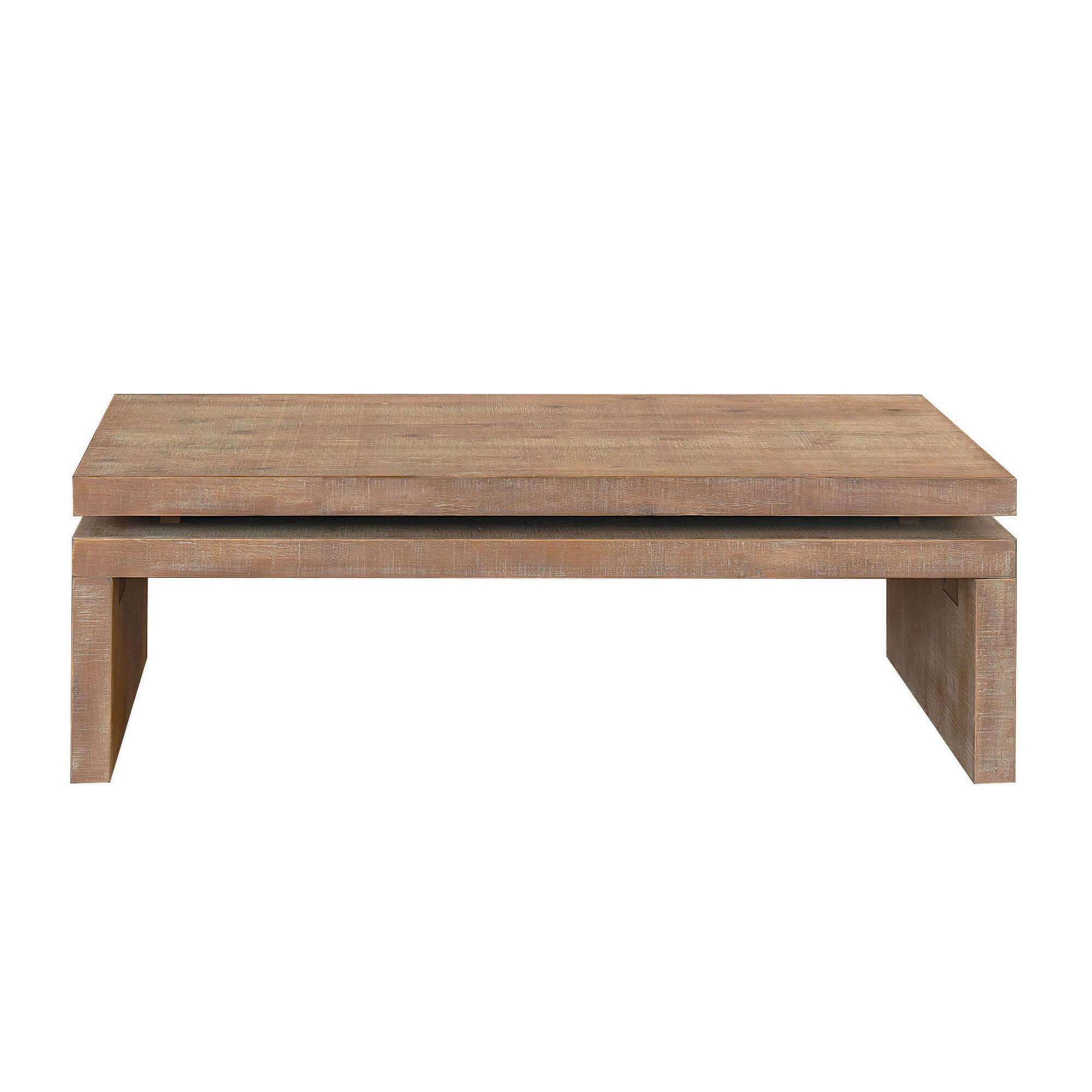 Back. GOODSILO - Contemporary Floating Top Coffee Table with Sleek Design for Modern Living Rooms - Natural Wood.